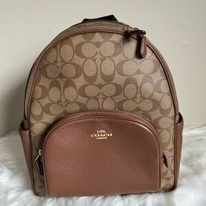 Coach Court‎ Backpack In Signature Coated Canvas Brown Pebble Leather F76622